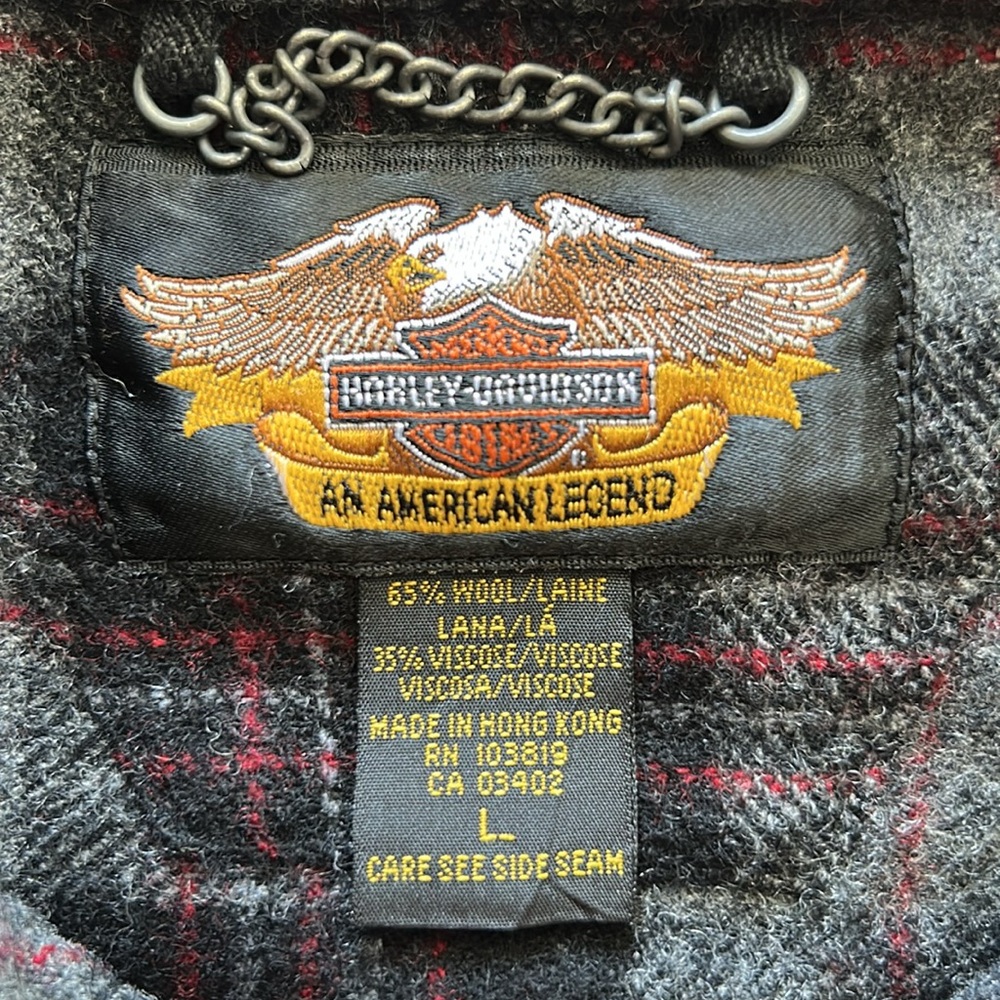 Harley-Davidson Black and Gray Plaid Shirt - Picture 3 of 8